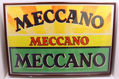 Lot 2065 - Three large Meccano paper advertising signs...