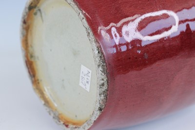 Lot 89 - A Chinese copper-red glazed baluster vase,...