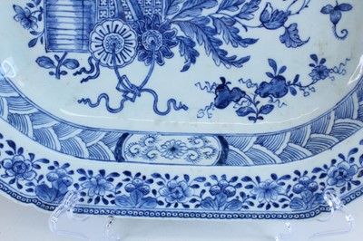 Lot 15 - A Chinese blue and white export meat plate,...