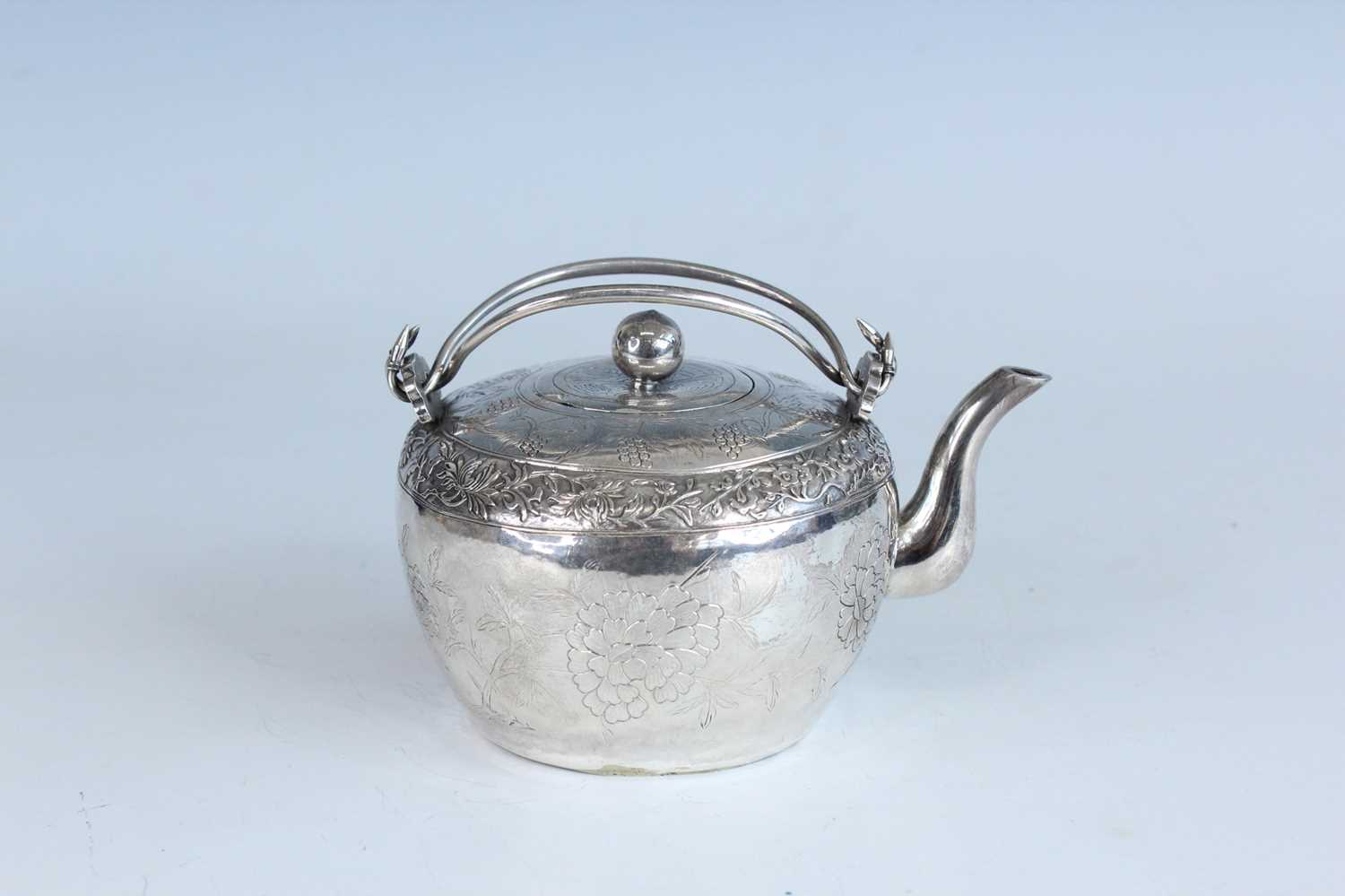 Lot 59 - A Chinese silver export twin-handled teapot,...