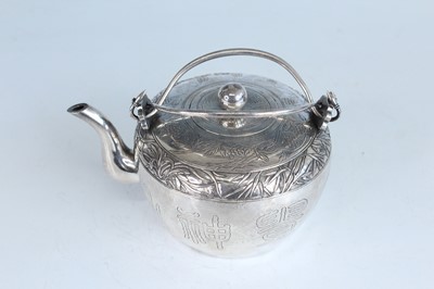 Lot 59 - A Chinese silver export twin-handled teapot,...