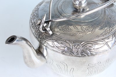 Lot 59 - A Chinese silver export twin-handled teapot,...