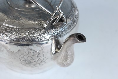 Lot 59 - A Chinese silver export twin-handled teapot,...