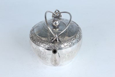 Lot 59 - A Chinese silver export twin-handled teapot,...