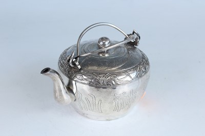 Lot 59 - A Chinese silver export twin-handled teapot,...