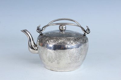 Lot 59 - A Chinese silver export twin-handled teapot,...