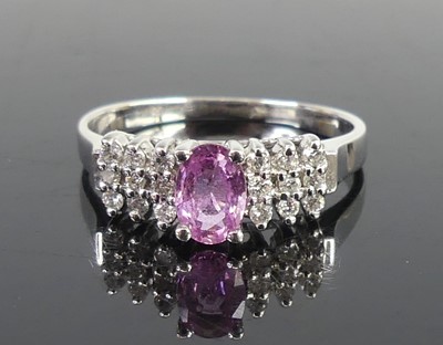 Lot 2693 - A white metal pink sapphire and diamond dress...