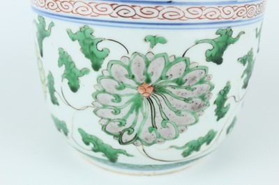 Lot 182 - A near pair of Chinese famille verte jars and...