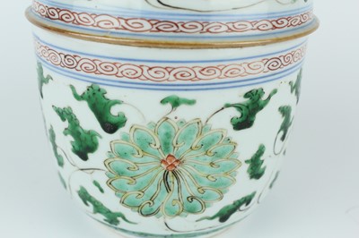 Lot 182 - A near pair of Chinese famille verte jars and...