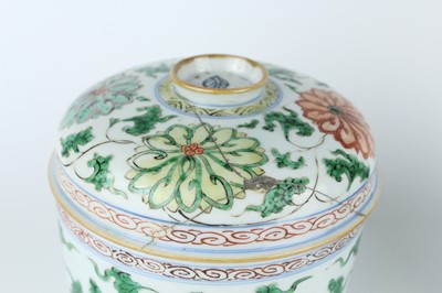 Lot 182 - A near pair of Chinese famille verte jars and...