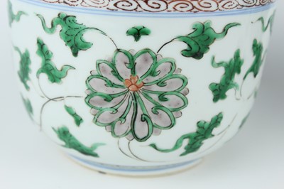 Lot 182 - A near pair of Chinese famille verte jars and...