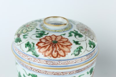 Lot 182 - A near pair of Chinese famille verte jars and...