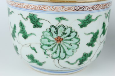 Lot 182 - A near pair of Chinese famille verte jars and...