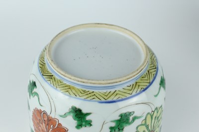 Lot 182 - A near pair of Chinese famille verte jars and...