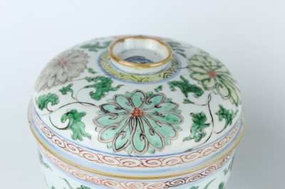 Lot 182 - A near pair of Chinese famille verte jars and...