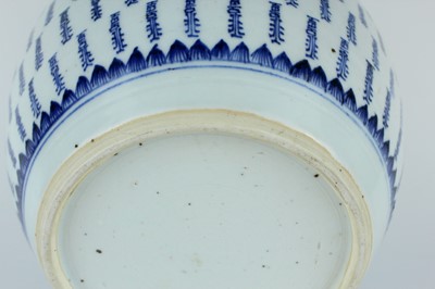 Lot 11 - A Chinese blue and white ‘hundred shou’...