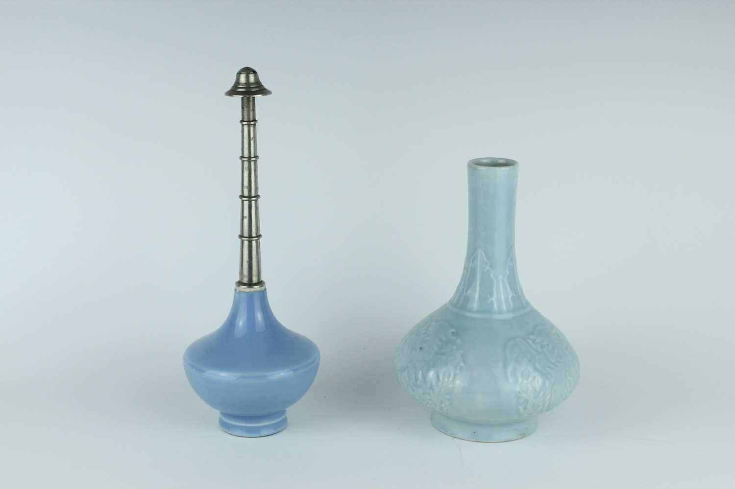 Lot 95 - Two Chinese clair-de-lune vases, Qing Dynasty,...