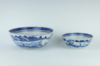 Lot 2 - A pair of Chinese blue and white ‘landscape’...