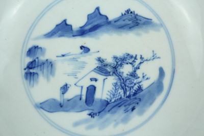 Lot 2 - A pair of Chinese blue and white ‘landscape’...