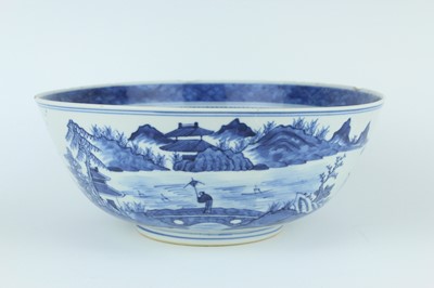 Lot 2 - A pair of Chinese blue and white ‘landscape’...