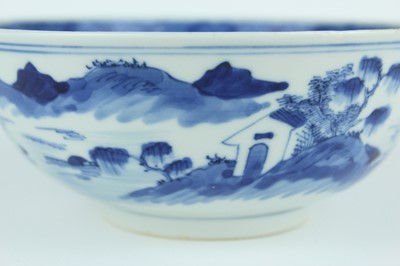 Lot 2 - A pair of Chinese blue and white ‘landscape’...