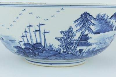 Lot 2 - A pair of Chinese blue and white ‘landscape’...