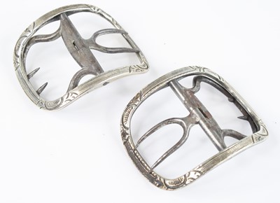 Lot 353 - A pair of George III silver and leather...