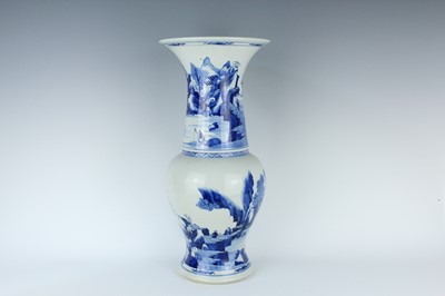 Lot 13 - A large Chinese blue and white ‘landscape’ yen...