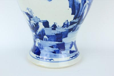 Lot 13 - A large Chinese blue and white ‘landscape’ yen...