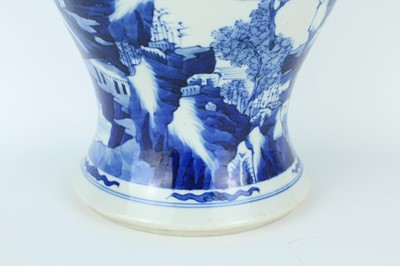 Lot 13 - A large Chinese blue and white ‘landscape’ yen...