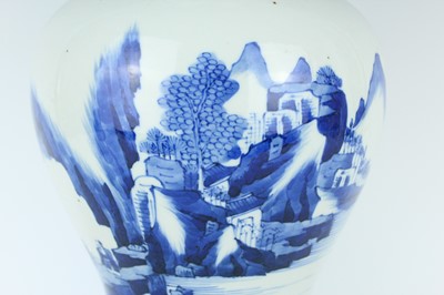 Lot 13 - A large Chinese blue and white ‘landscape’ yen...