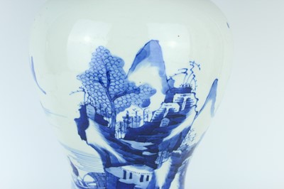 Lot 13 - A large Chinese blue and white ‘landscape’ yen...