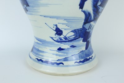 Lot 13 - A large Chinese blue and white ‘landscape’ yen...