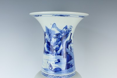 Lot 13 - A large Chinese blue and white ‘landscape’ yen...