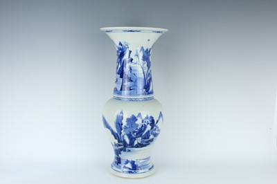 Lot 13 - A large Chinese blue and white ‘landscape’ yen...