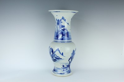 Lot 13 - A large Chinese blue and white ‘landscape’ yen...