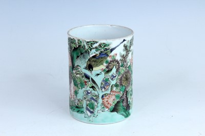 Lot 183 - A Chinese famille verte brush pot, Qing...