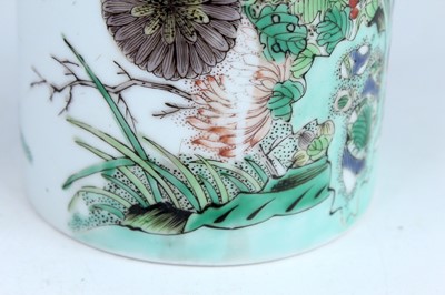 Lot 183 - A Chinese famille verte brush pot, Qing...