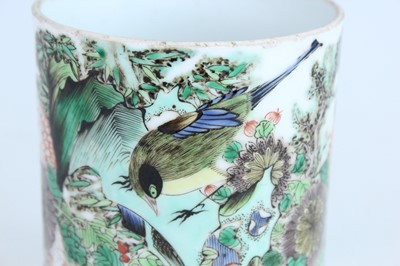 Lot 183 - A Chinese famille verte brush pot, Qing...