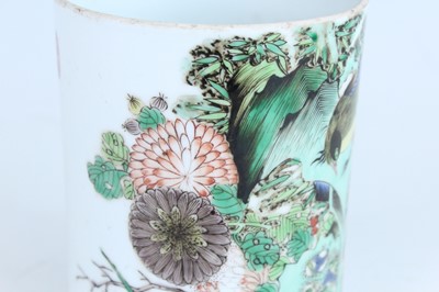 Lot 183 - A Chinese famille verte brush pot, Qing...