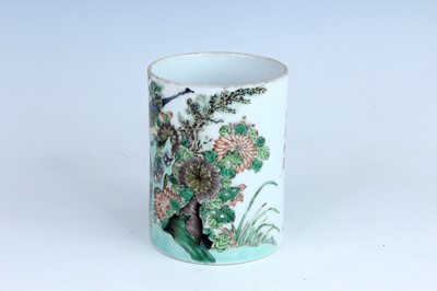 Lot 183 - A Chinese famille verte brush pot, Qing...