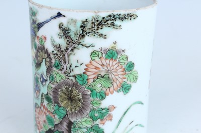 Lot 183 - A Chinese famille verte brush pot, Qing...