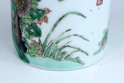 Lot 183 - A Chinese famille verte brush pot, Qing...