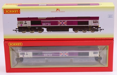 Lot 443 - A Hornby 00 gauge Class 66 in GBRF Platinum...
