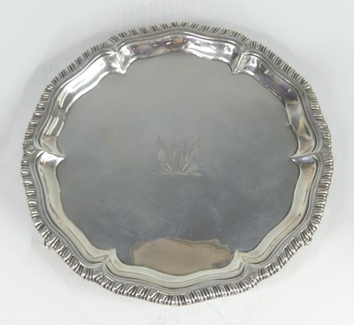 Lot 2230 - A George III silver card waiter, having...