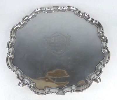 Lot 2111 - A George II silver salver, having engraved...
