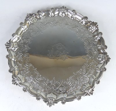 Lot 2114 - A George III Scottish silver salver, ornately...