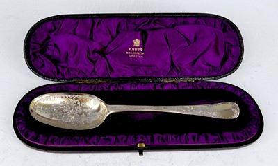 Lot 2093 - A George II silver tablespoon, in the...