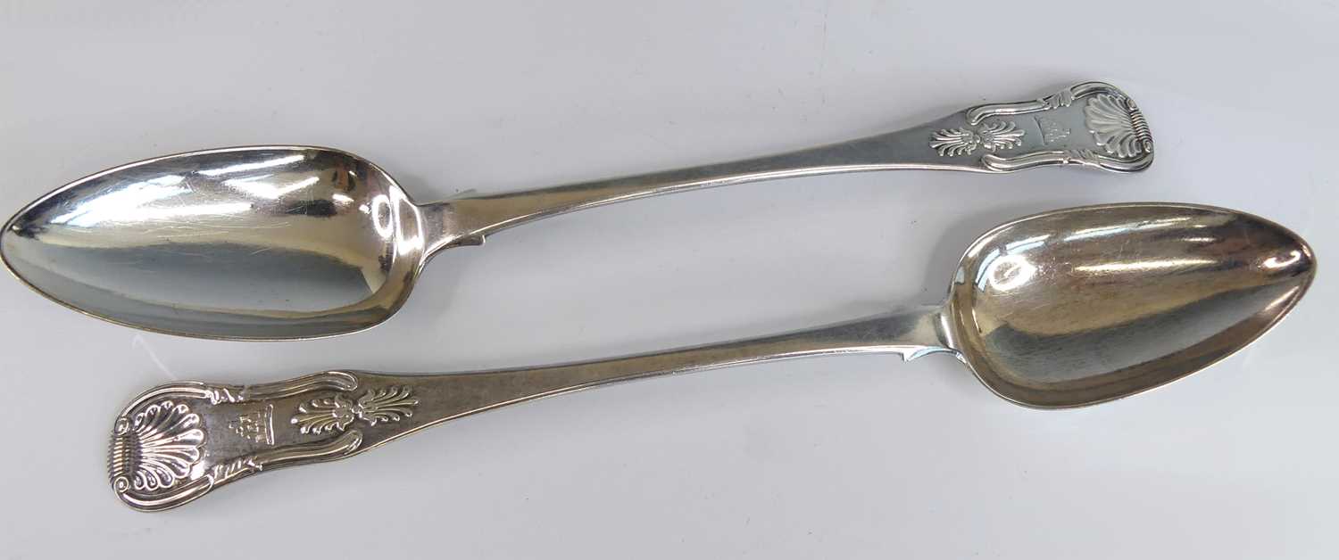 Lot 2095 - A pair of George IV silver serving spoons, in...