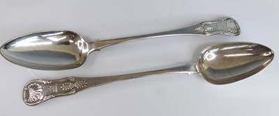 Lot 2095 - A pair of George IV silver serving spoons, in...